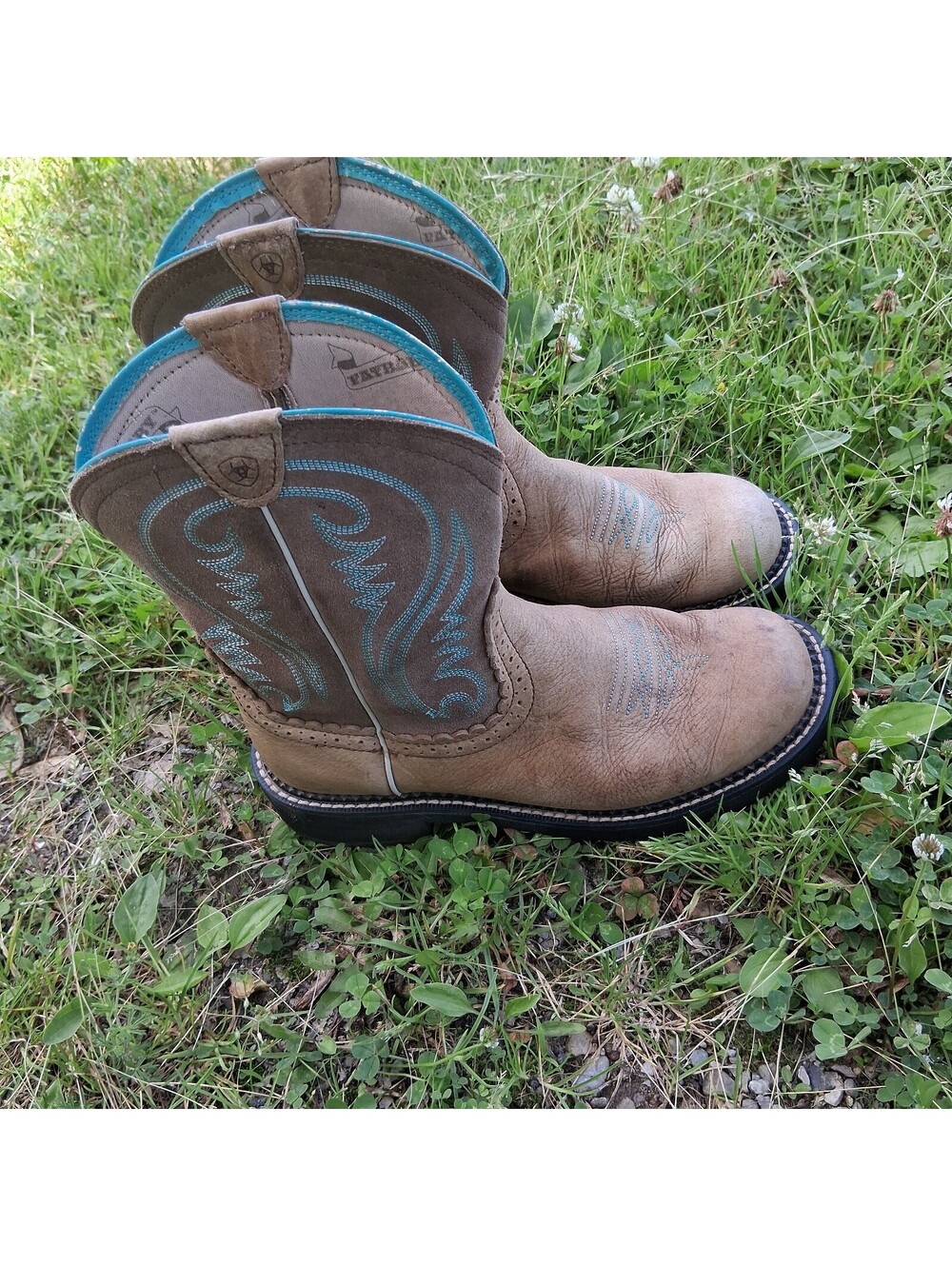 Ariat Fatbaby Heritage Western Boot Brown Leather Turquoise Women Cowgirl 10B